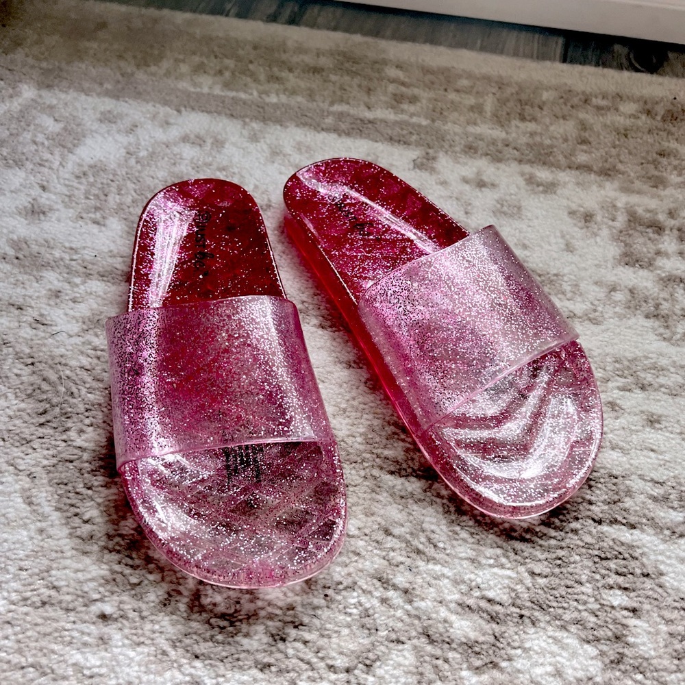 Pink jelly slip on sandals-size 10